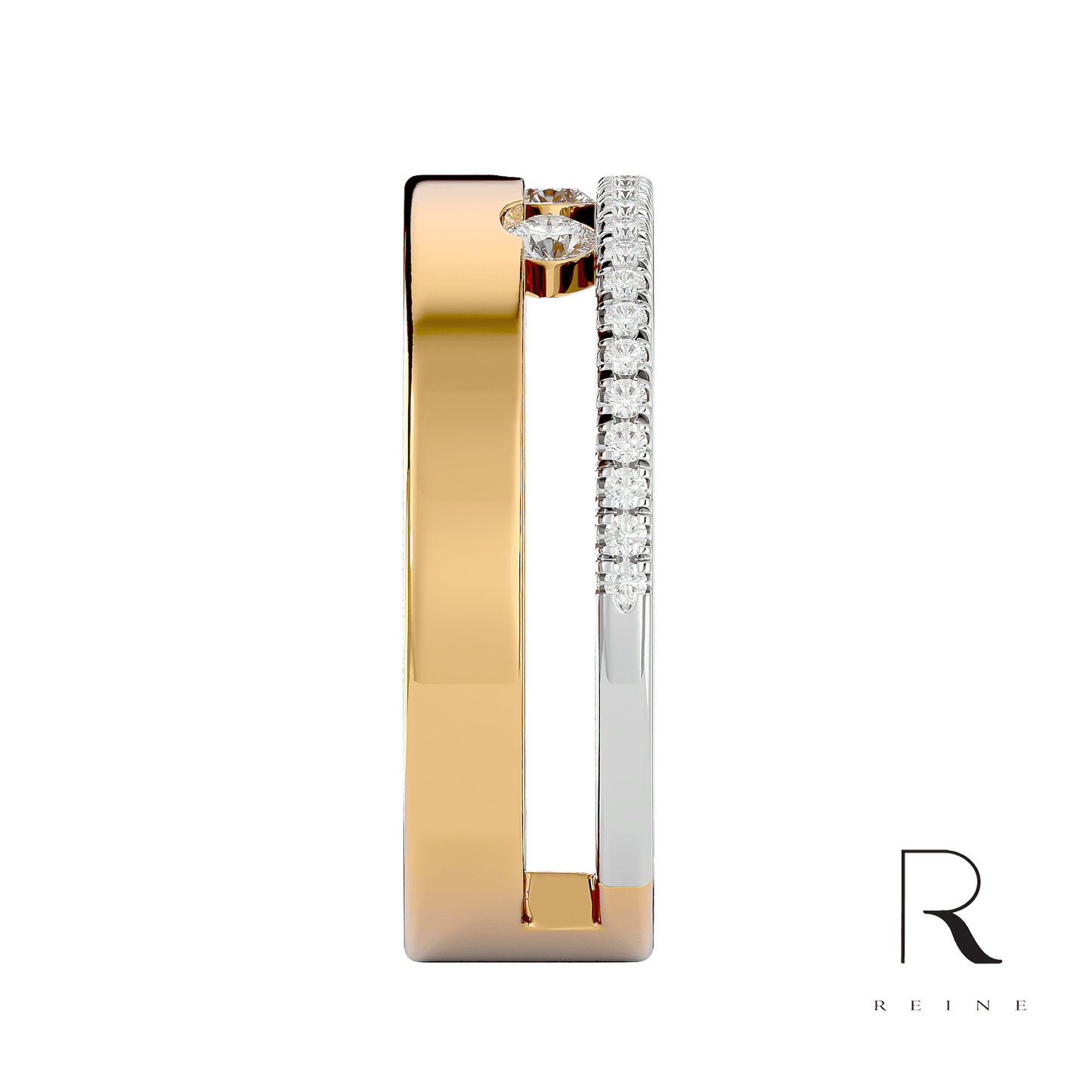 Two tone ring with diamonds