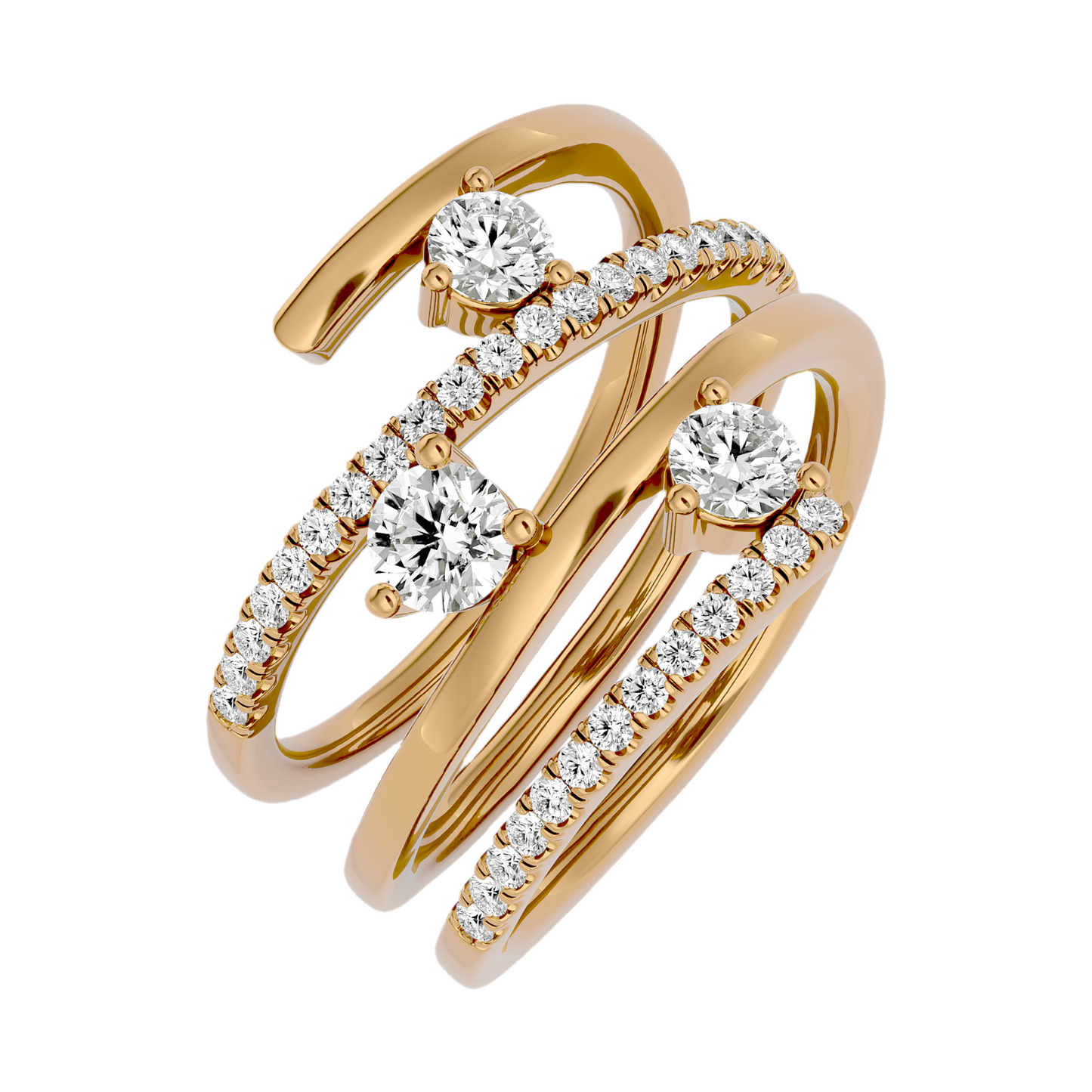 Classic yellow gold ring with round-cut diamonds, timeless and luxurious