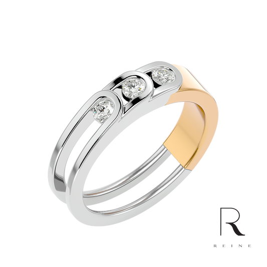 Diamond ring with two tone gold